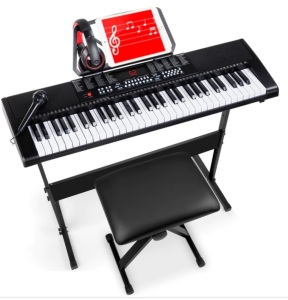 61-Key Beginners Electronic Keyboard Piano Set w/ 3 Modes, Microphone