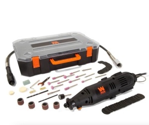 WEN 23103 1-Amp Variable Speed Rotary Tool with 100+ Accessories, Carrying Case and Flex Shaft