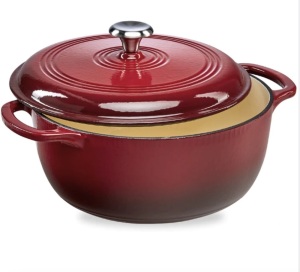 Cast-Iron Dutch Oven Kitchen Cookware w/ Enamel, Handles - 7.5qt