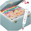 Alcohol-Based Marker Pen Kit w/ Brush & Chisel Tip, Carrying Case - 168ct