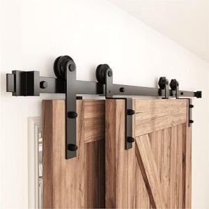 ZEKOO 6.6FT Single Track Bypass Sliding Barn Door Hardware Kit for Double Doors