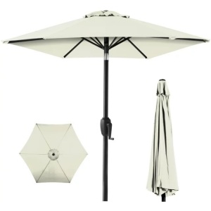 7.5 ft Heavy-Duty Outdoor Market Patio Umbrella with Push Button Tilt, Easy Crank Lift 