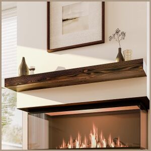 Avana Floating Fireplace Mantle Shelf 72 x 8 x 3, Rustic Brown 