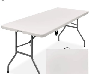 Portable Folding Plastic Dining Table w/ Handle, Lock - 6ft