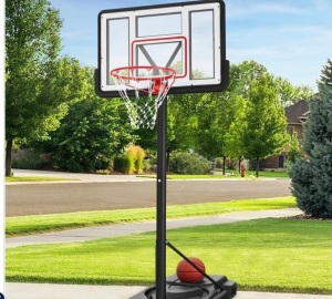 Adjustable Regulation-Size Basketball Hoop w/ Fillable Base, 2 Wheels