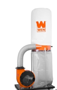 WEN DC1300 1,300 CFM 14-Amp 5-Micron Woodworking Dust Collector with 50-Gallon Collection Bag and Mobile Base