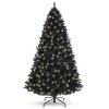 Pre-Lit Artificial Black Christmas Tree w/ Incandescent Lights, Metal Stand 6ft