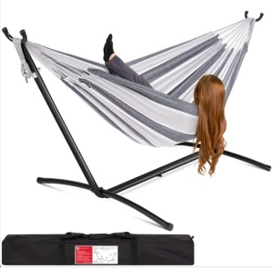 2-Person Brazilian-Style Double Hammock w/ Carrying Bag and Steel Stand $149.99