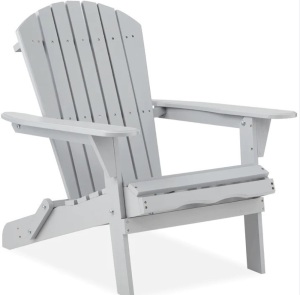 Folding Wooden Adirondack Chair, Accent Furniture w/ Natural Woodgrain $119.99