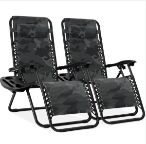 Set of 2 Adjustable Zero Gravity Patio Chair Recliners w/ Cup Holders $149.99