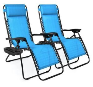 Set of 2 Adjustable Zero Gravity Patio Chair Recliners w/ Cup Holders 