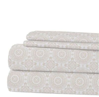 Printed 4-Piece Abella Microfiber Queen Sheet Set 