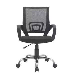 Black Height Adjustable Executive Office Mesh Mid-Back Swivel Chair with Armrest, Lumbar Support 