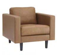 Tan Top Grain Leather Mid-Century Chair