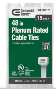 48 in. Natural Heavy-Duty Cable Tie, box of 15 pkgs. of 15 ties each