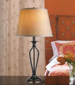 Rhodes 28 in. Bronze Table Lamp with Natural Linen Shade