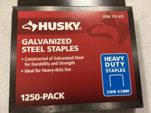 Husky 3/8 inch glavanized steel staples. Lot of 16 packages, 1250 staples per package