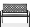 Indoor Outdoor Steel Bench w/ Geometric Backrest, Foot Levelers