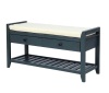 Entryway Blue Storage Bench with Cushioned Seat, Drawers and Shoe Rack 19.8 in. H x 39 in. W x 14 in. D