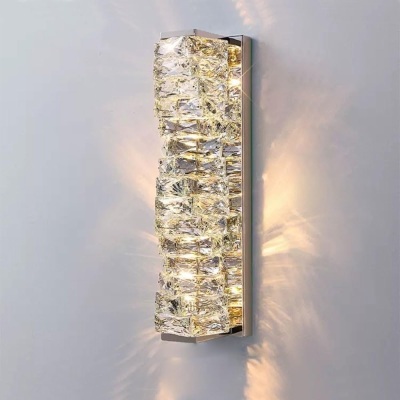 Pobllem Crystal Wall Sconces Silver Adjustable Color Temperature LED Crystal Glass Wall Sconce Lighting Contemporary Indoor Wall Light Fixtures for Bedroom Living Room Hallway Entryway