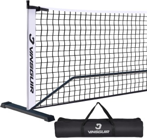 VINSGUIR Portable Pickleball Net, Pickleball Nets Designed for All Weather Conditions with Steady Metal Frame and Strong PE Net, Regulation Size Net with Carrying Bag