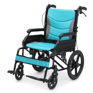 Folding Transport Wheelchair with Flip Back Footrests, Seat Belt, 250lb Capacity 