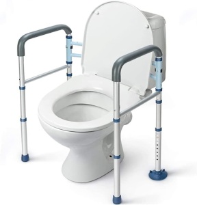 GreenChief Toilet Safety Rails Foldable, Stand Alone Toilet Frame Adjustable Height, Bathroom Toilet Handles with Suction Cups, Freestanding Toilet Bars for Elderly Handicap - Fit Any Toilets (300 LB)