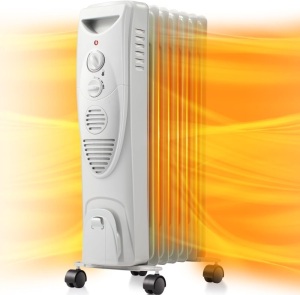 Antarctic Star Oil Filled Radiator Heater, 1500W Portable Electric Space Heater, Adjustable Thermostat, 3 Heat Settings,Tip Overheat Protection Quiet Working, Grey