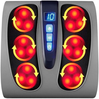 Shiatsu Foot Massager Platform w/ 6 Rollers, Heat Function 