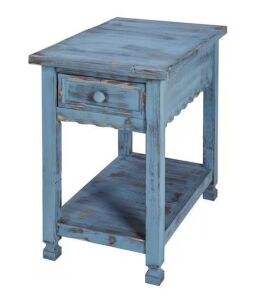 Country Cottage Blue Antique Chairside Table 