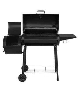 Royal Gourmet Charcoal Grill with Offset Smoker and Side Table in Black