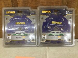 Lot of (2) Irwin 7-1/4" 6T Weldtec Fiber Cement Saw Blade 