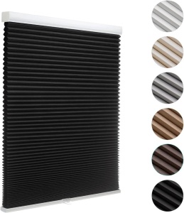 MYshade Blackout Cordless Cellular Shades Honeycomb Shades for Indoor Windows Room Darkening Black Blinds for Home Office Pull Down Window Shades Easy to Install 31 inch Wide, H72 Shades 