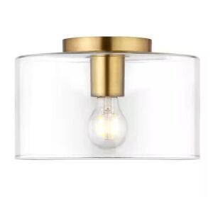 Henri 10 in. Brass Flush Mount with Glass Shade 