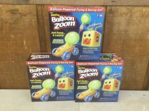 Lot of (3) Balloon Zoom Balloon-Powered Flying & Racing Set 