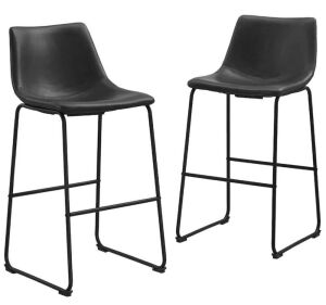 Black Faux Leather Barstool, Set of 2 