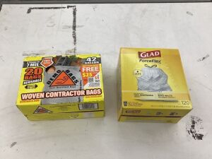 42 Gal Woven Contractor Bags & Glad Forceflex Trash Bags 