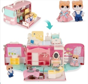 Camper Van Playset Pretend Play Dollhouse with Tiny Critters $49.99