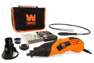 WEN 23114 1.4-Amp High-Powered Variable Speed Rotary Tool with Cutting Guide, LED Collar, 100+ Accessories, Carrying Case and Flex Shaft