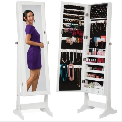 Full Length Freestanding Jewelry Mirror Armoire w/ Velvet Interior $199.99