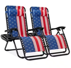 Set of 2 Adjustable Zero Gravity Patio Chair Recliners w/ Cup Holders $149.99