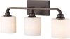 Zeyu Vanity 3-Light Industrial Bathroom Light, 24", Oil Rubbed Bronze Finish with Frosted Glass Shades - Appears New 