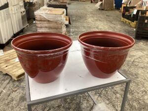 Lot of (2) Red Planter Pots