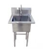 Glacier Bay 23 in. Stainless Steel 1 Compartment Wall Mount Commercial Utility Kitchen Sink with Faucet