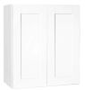 Hampton Bay Shaker 27 in. W x 12 in. D x 30 in. H Assembled Wall Kitchen Cabinet in Satin White 