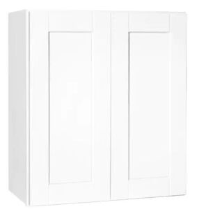 Hampton Bay Shaker 27 in. W x 12 in. D x 30 in. H Assembled Wall Kitchen Cabinet in Satin White 