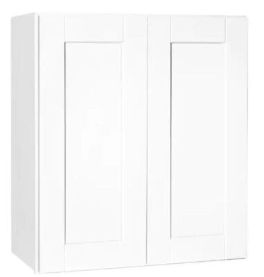 Hampton Bay Shaker 27 in. W x 12 in. D x 30 in. H Assembled Wall Kitchen Cabinet in Satin White 