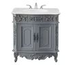 Winslow 33 in. W x 22 in. D x 35 in. H Single Sink Freestanding Bath Vanity in Antique Gray with White Marble Top