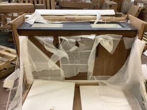 Bathroom Vanity with Double Basin - Damaged Top, Bowl, Corner, Piece of Cabinet & Cracked Backsplash 