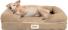 Friends Forever Memory Foam Orthopedic Dog Bed with Removable Cover, Small 20" x 25", Khaki Beige - Appears New 